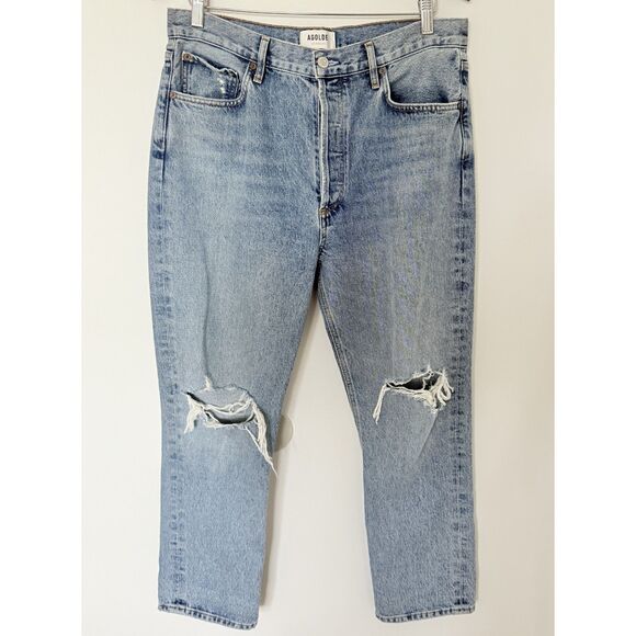 AGOLDE Riley High Rise Straight Crop Jean Vintage Distressed Organic Cotton 30 - Picture 2 of 11